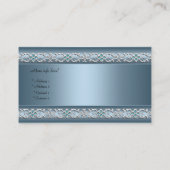 Satin Bleu Argent Trim Élégant Carte de visite (Dos)
