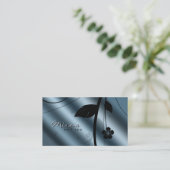 Satin bleu turquoise métallique de carte de visite (Debout devant)