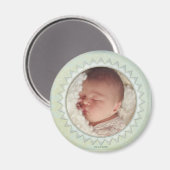 Satin Damask Pastel Green Baby Photo Magnet (Recto/Verso)