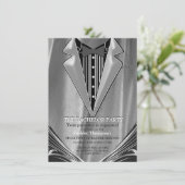 Satin d'argent et Fleur d'argent Invitation Bachel (Debout devant)