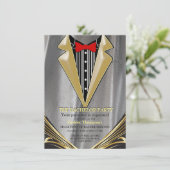 Satin d'argent et fleur d'or Invitation Bachelor (Debout devant)