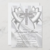 Satin Diamond Cross First Communion Invitation (Devant)