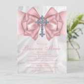 Satin Diamond Cross First Communion Invitation (Debout devant)