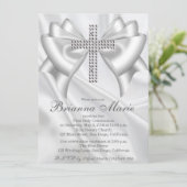 Satin Diamond Cross First Community Invitation Kaart (Staand voorkant)