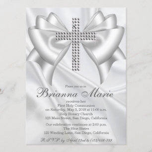 Satin Diamond Cross First Community Invitation Kaart