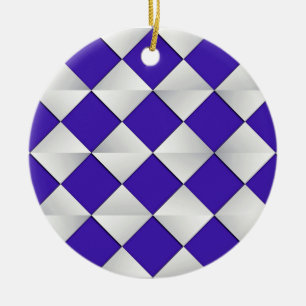 Satin Diamonds uit het midden van de eeuw - kobalt Keramisch Ornament