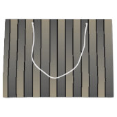 Satin Effect Stripes Pattern Black and Beige Groot Cadeauzakje (Voorkant)