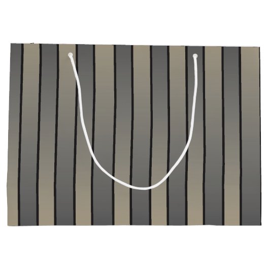 Satin Effect Stripes Pattern Black and Beige Groot Cadeauzakje (Achterkant)