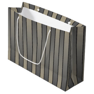 Satin Effect Stripes Pattern Black and Beige Groot Cadeauzakje