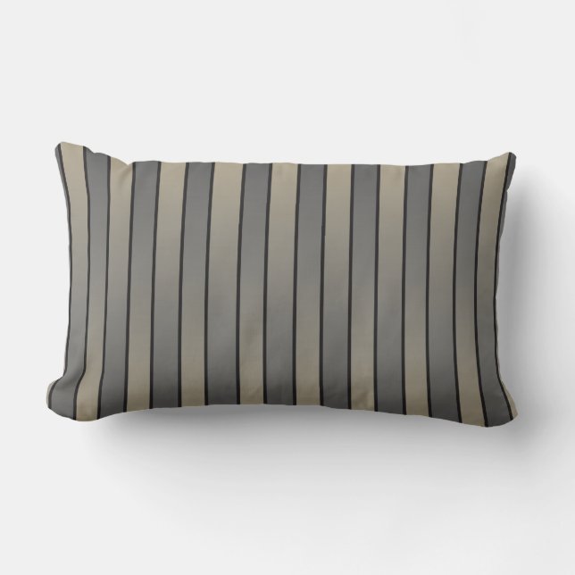 Satin Effect Stripes Pattern Black and Beige Kussen (Voorkant)