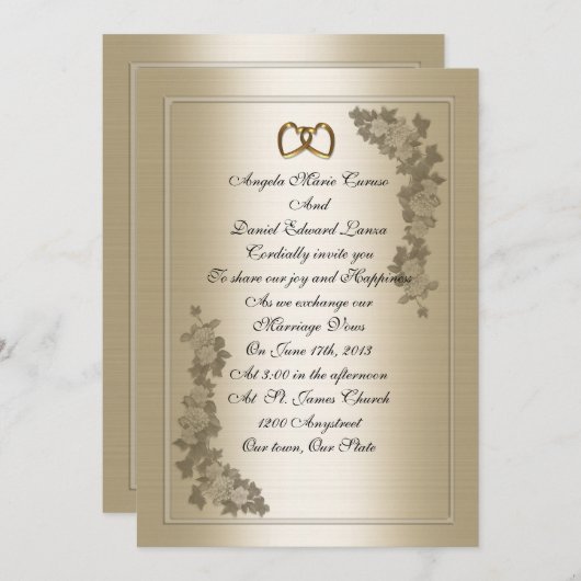 Satin élégant et faire-part de mariage (Devant / Derrière)