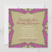 Satin Gold & Pink Lace Mariage Invitations (Dos)