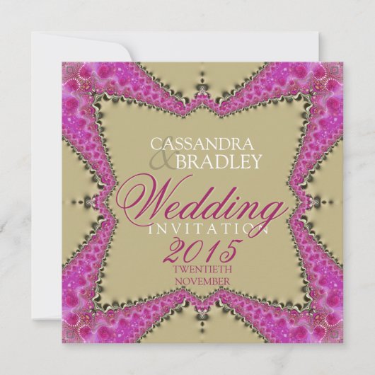 Satin Gold & Pink Lace Mariage Invitations (Devant)