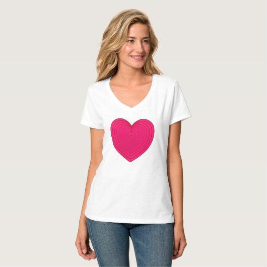 Satin gradiënt hart in neusroze / magenta t-shirt (Voorkant volledig)