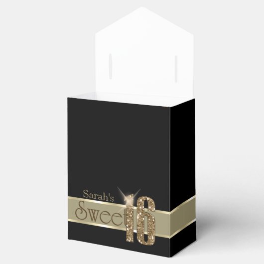Satin Jewel Sweet Sixteen Black Gold ID260 Bedankdoosjes (Geopend)