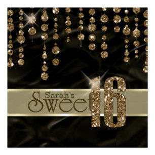 Satin Jewel Sweet Sixteen Black Gold ID260 Perfect Poster