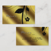 Satin métallique d'or de carte de visite floral (Devant / Derrière)