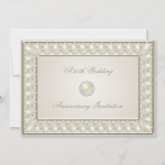 Satin Parel 30ste Huwelijksjubileum 5x7 Uitnodigin Kaart (Voorkant)