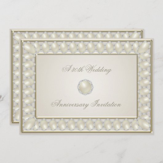 Satin Parel 30ste Huwelijksjubileum 5x7 Uitnodigin Kaart (Voorkant / Achterkant)