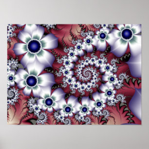 Satin Parel Bloesem Spiraal Botanische Fractal Poster