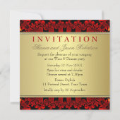 Satin Red Frills Gold Dinner Party Invitations (Dos)