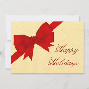 Satin Ribbon & Bow Holiday Party Invite, Red Kaart