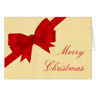 Satin Ribbon & Bow Kerstmis Kaart, rood