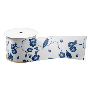 Satin Ribbon: hedendaagse vogels en flora Lint