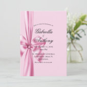Satin Ribbon Pink Wedding Kaart (Staand voorkant)