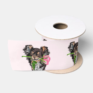 Satin Ribbon Puppy met Roos Love Romantic Lint