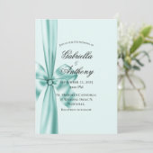 Satin Ribbon vert Faire-part de mariage (Debout devant)