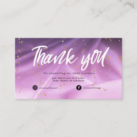 Satin rose violet Parties scintillant Carte de rem (Devant)