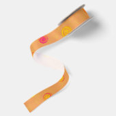 Satin Ruban Grosgrain Orange en Spirales à Points (Dos)