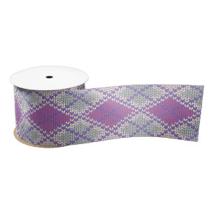 Satin Ruban satiné en tricot argyles LILAS 3" de large