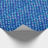 Satin Stars, pastblauw op kobalt blauw Cadeaupapier (Hoek)