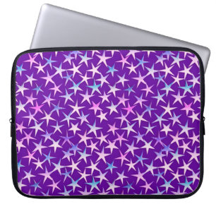 Satin sterren, lavendel op paars laptop sleeve