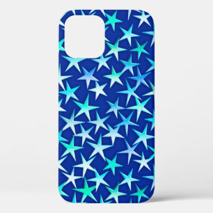 Satin sterren, lichtblauw op kobalt iPhone 12 hoesje