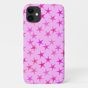 Satin sterren, orchidee op bleek roze iPhone 11 hoesje