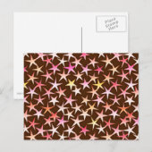 Satin sterren, roze op chocolade briefkaart (Voorkant / Achterkant)