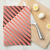 Satin stip - koraal en pewter theedoek (Quarter Fold)