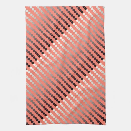 Satin stip - koraal en pewter theedoek (Verticaal)