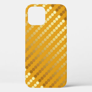Satin stippen - goud en mosterd iPhone 12 pro hoesje