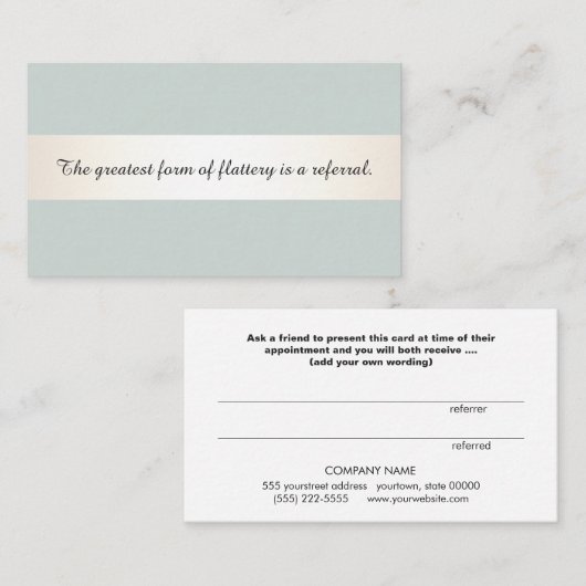 Satin Stripe Beauty Salon and Spa Reference Card Aanbevelingskaartje (Voorkant / Achterkant)