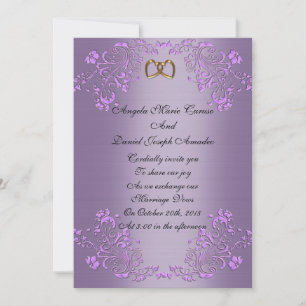 Satin violet faire-part de mariage