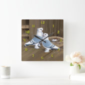 Satinette Frill Pigeons Clock Vierkante Klok (Huis)