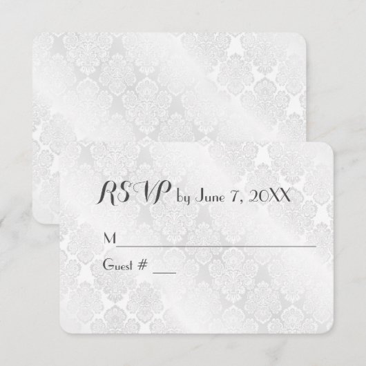 Satins damassés blancs de mariage pour RSVP (Devant / Derrière)