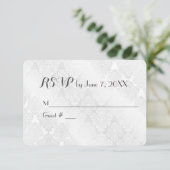Satins damassés blancs de mariage pour RSVP (Debout devant)