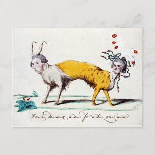 Satire on Louis XVI en Marie Antoinette Briefkaart