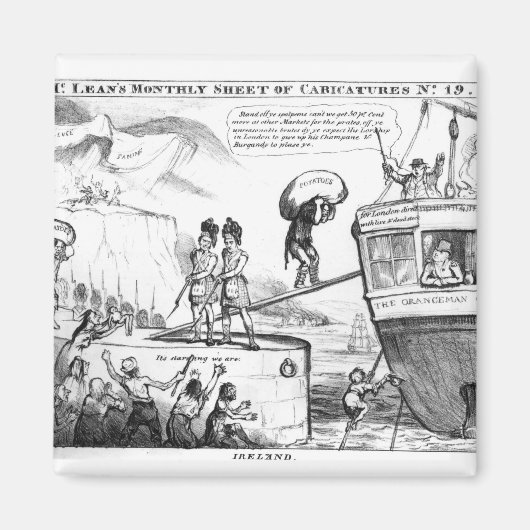 Satirische Cartoon over de staat Ierland Magneet (Voorkant)