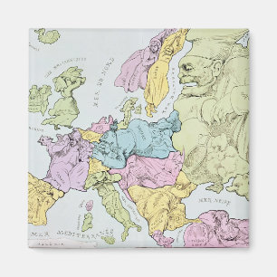 Satirische kaart van Europa   1871 Magneet